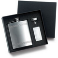 8 Oz. Rimless Stainless Steel Flask w/Pattern & Money Clip & Funnel in Box